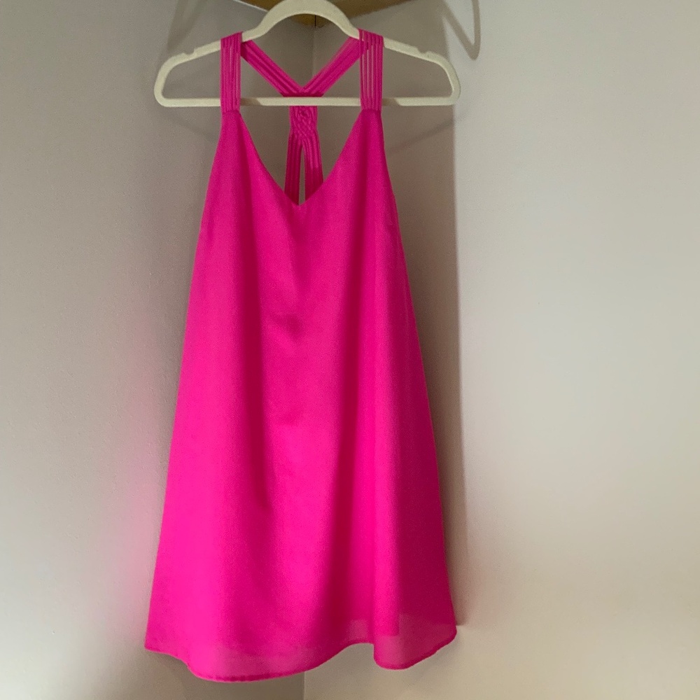 Loveriche Pink L Slip dress Lined, Weaved Strap Detail in Back Coquette Scandi